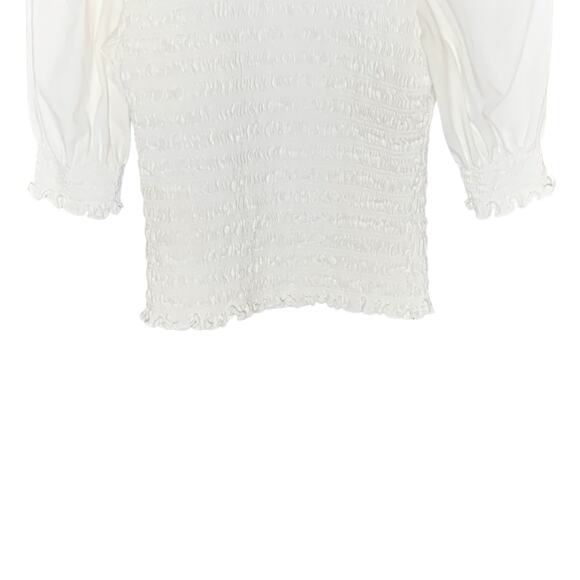 Veronica Beard XS Womens Langston Smocked Top White Puff Sleeve - Picture 6 of 9